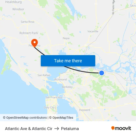 Atlantic Ave & Atlantic Cir to Petaluma map