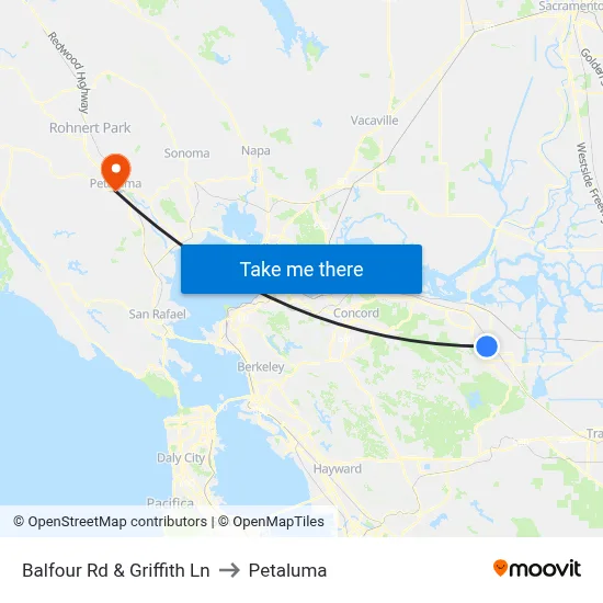 Balfour Rd & Griffith Ln to Petaluma map