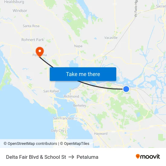 Delta Fair Blvd & School St to Petaluma map