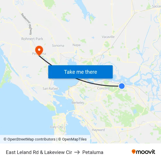 East Leland Rd & Lakeview Cir to Petaluma map