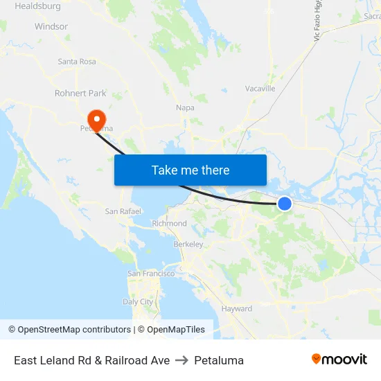 East Leland Rd & Railroad Ave to Petaluma map