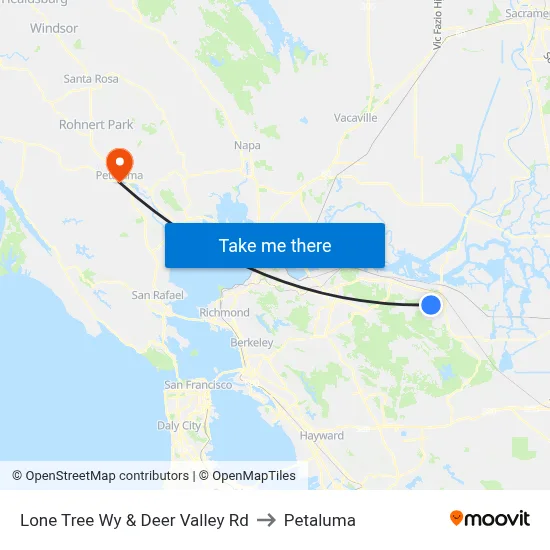 Lone Tree Wy & Deer Valley Rd to Petaluma map