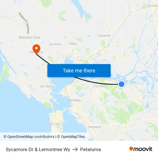 Sycamore Dr & Lemontree Wy to Petaluma map