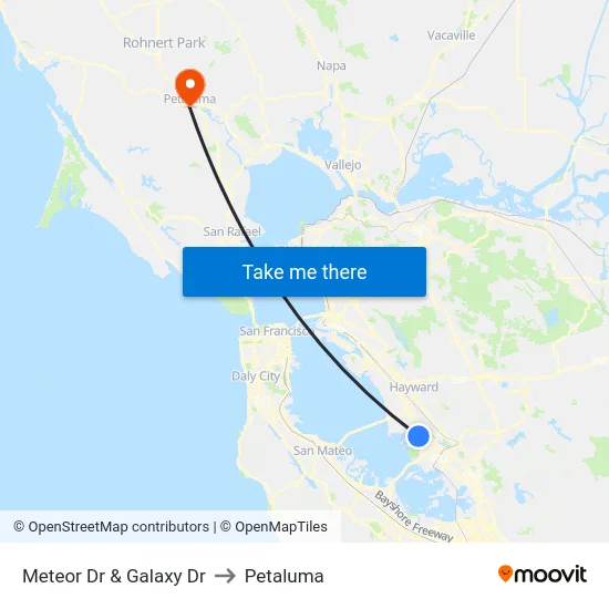 Meteor Dr & Galaxy Dr to Petaluma map