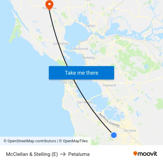 McClellan & Stelling (E) to Petaluma map