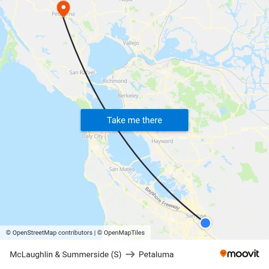 McLaughlin & Summerside (S) to Petaluma map