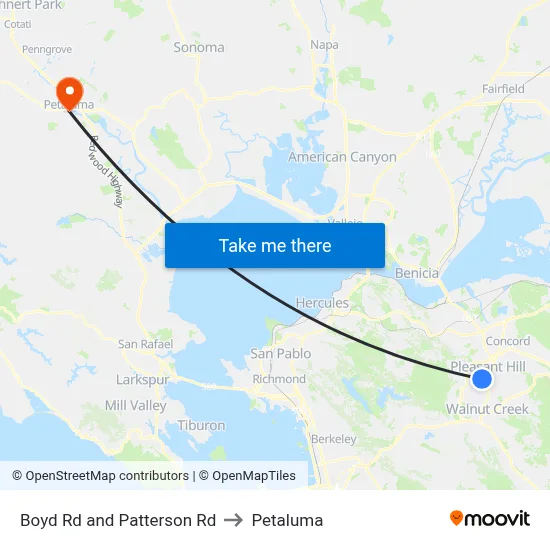 Boyd Rd and Patterson Rd to Petaluma map
