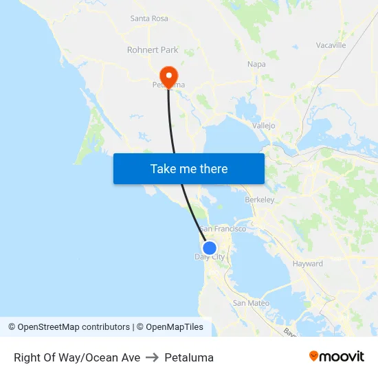 Right Of Way/Ocean Ave to Petaluma map