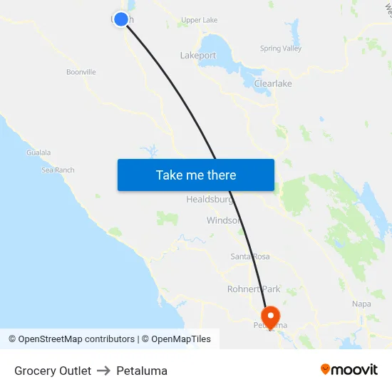 Grocery Outlet to Petaluma map