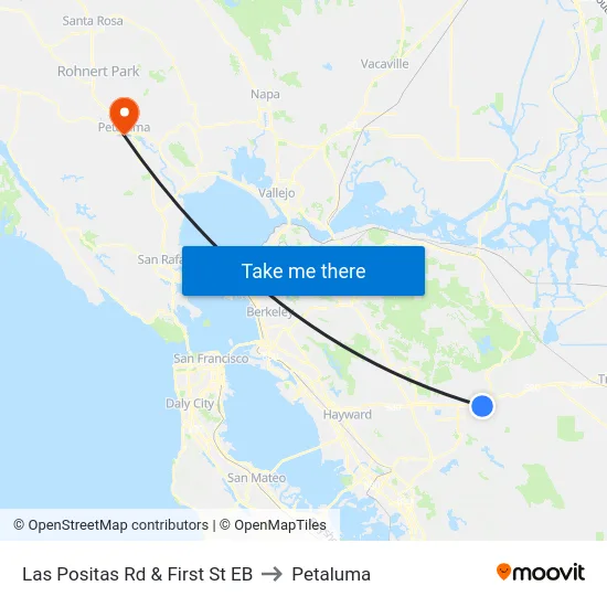 Las Positas Rd & First St EB to Petaluma map