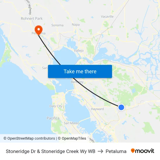 Stoneridge Dr & Stoneridge Creek Wy WB to Petaluma map
