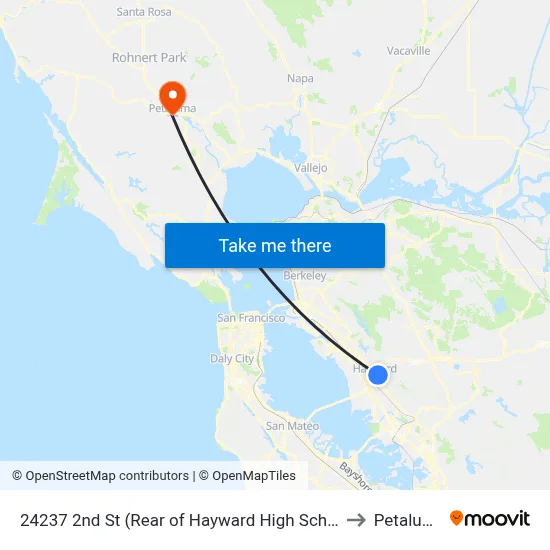 24237 2nd St (Rear of Hayward High School) to Petaluma map