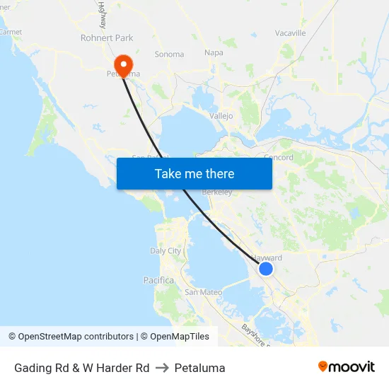 Gading Rd & W Harder Rd to Petaluma map