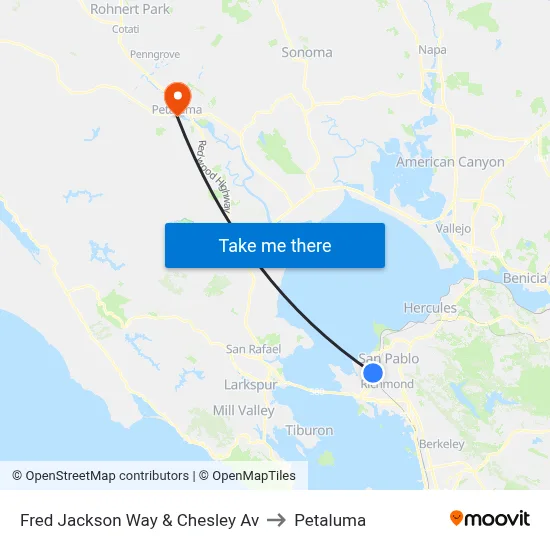 Fred Jackson Way & Chesley Av to Petaluma map