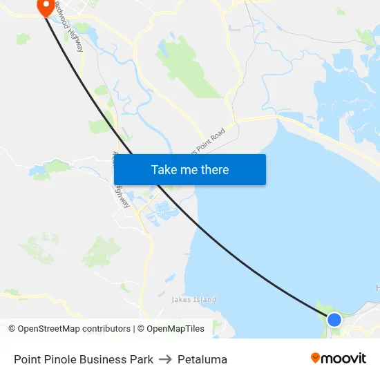 Point Pinole Business Park to Petaluma map