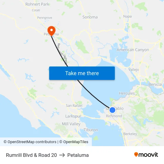 Rumrill Blvd & Road 20 to Petaluma map