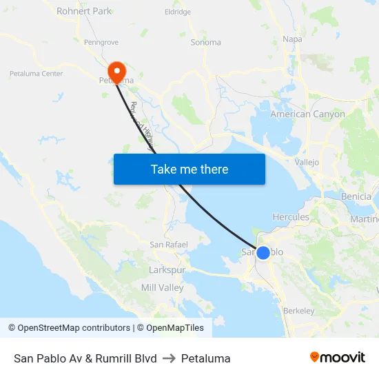San Pablo Av & Rumrill Blvd to Petaluma map