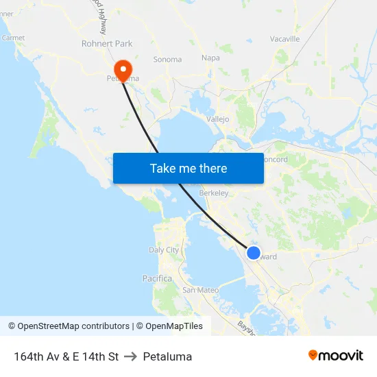 164th Av & E 14th St to Petaluma map