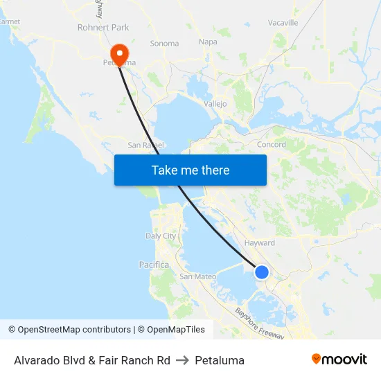 Alvarado Blvd & Fair Ranch Rd to Petaluma map
