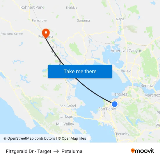 Fitzgerald Dr - Target to Petaluma map