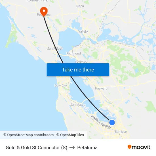 Gold & Gold St Connector (S) to Petaluma map