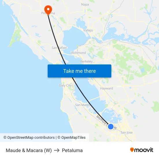 Maude & Macara (W) to Petaluma map