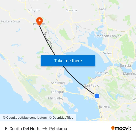 El Cerrito Del Norte to Petaluma map