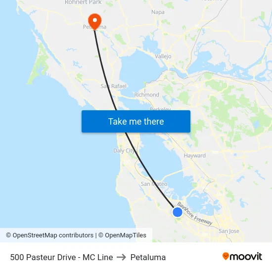 500 Pasteur Drive - MC Line to Petaluma map