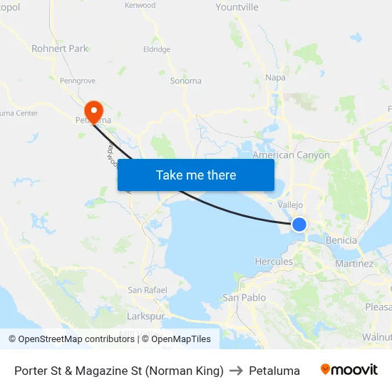 Porter St & Magazine St (Norman King) to Petaluma map