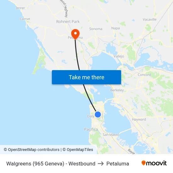 Walgreens (965 Geneva) - Westbound to Petaluma map