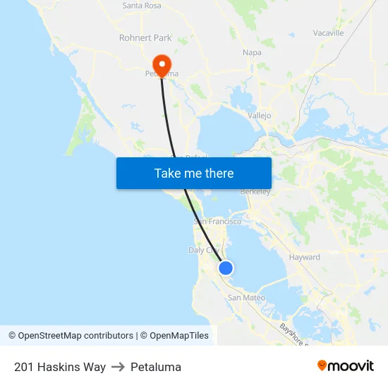 201 Haskins Way to Petaluma map
