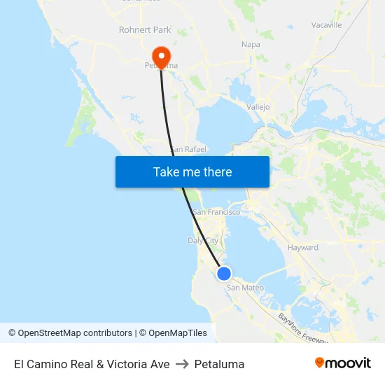 El Camino Real & Victoria Ave to Petaluma map