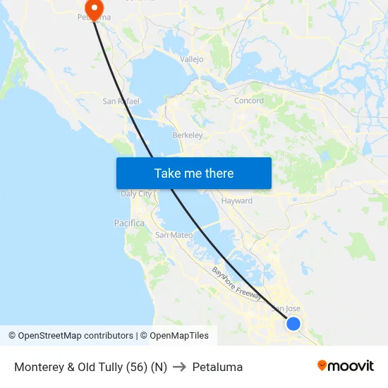 Monterey & Old Tully (56) (N) to Petaluma map