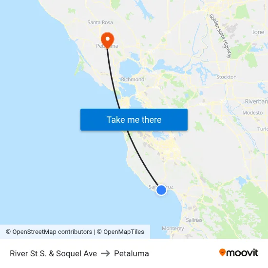 River St S. & Soquel Ave to Petaluma map