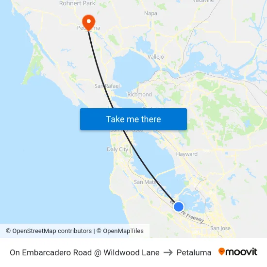 On Embarcadero Road @ Wildwood Lane to Petaluma map