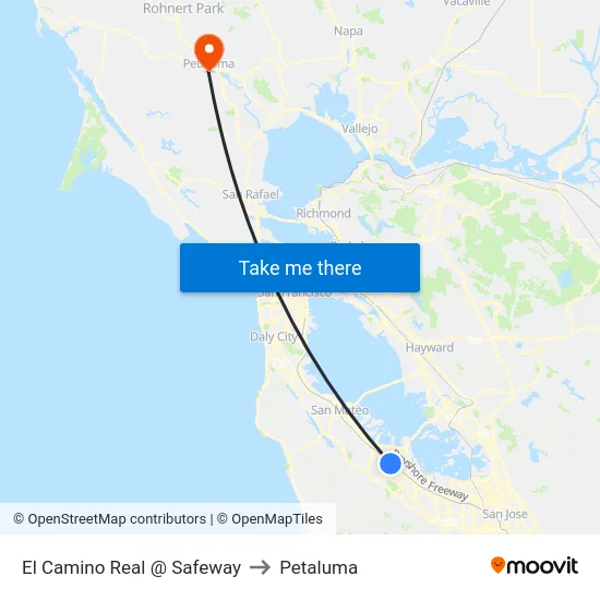 El Camino Real @ Safeway to Petaluma map