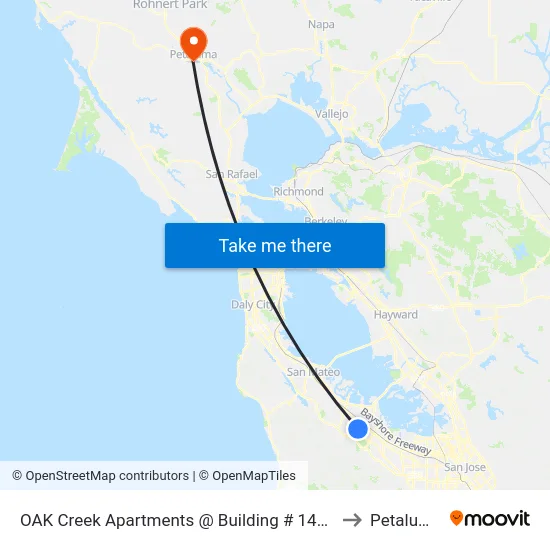 OAK Creek Apartments @ Building # 1470 to Petaluma map