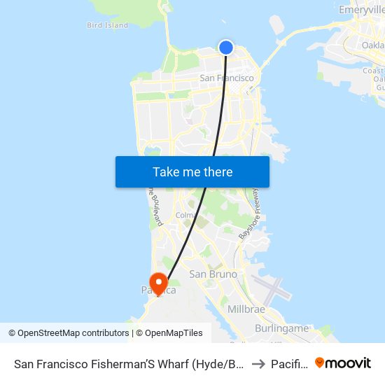 San Francisco Fisherman’S Wharf (Hyde/Beach) to Pacifica map