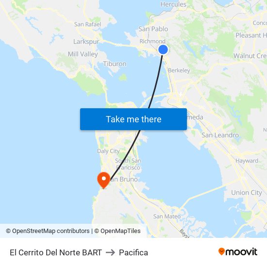 El Cerrito Del Norte BART to Pacifica map