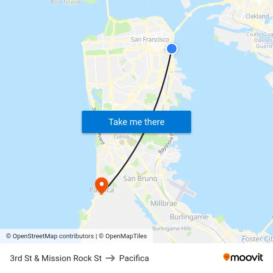 3rd St & Mission Rock St to Pacifica map