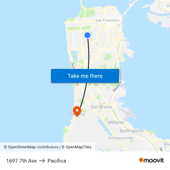 1697 7th Ave to Pacifica map