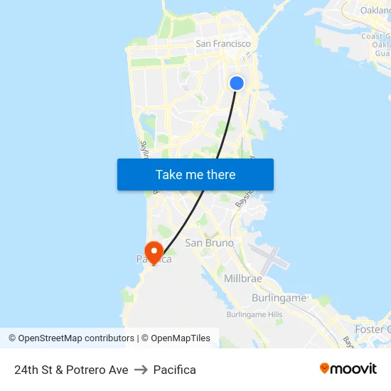 24th St & Potrero Ave to Pacifica map