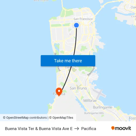 Buena Vista Ter & Buena Vista Ave E to Pacifica map