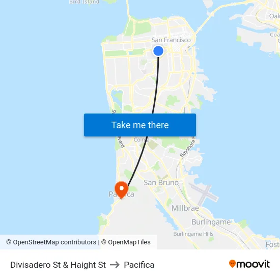 Divisadero St & Haight St to Pacifica map