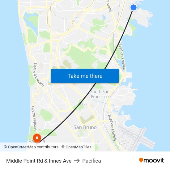 Middle Point Rd & Innes Ave to Pacifica map