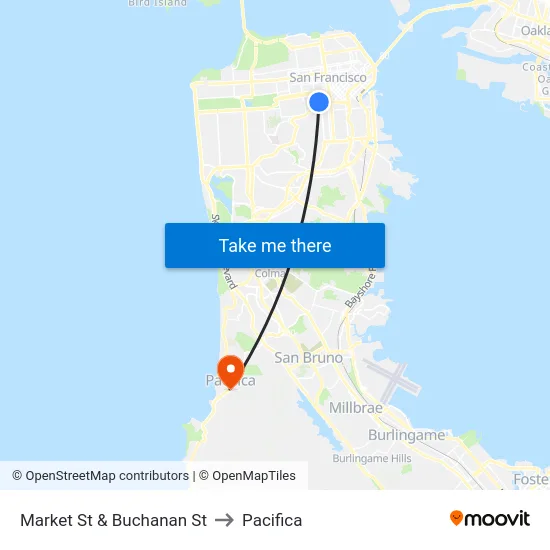 Market St & Buchanan St to Pacifica map