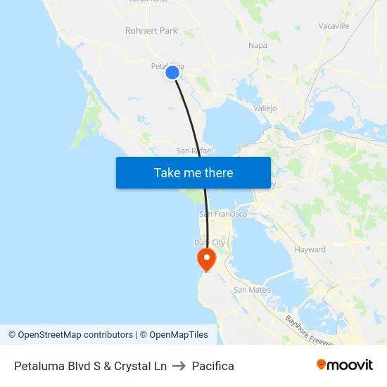 Petaluma Blvd S & Crystal Ln to Pacifica map
