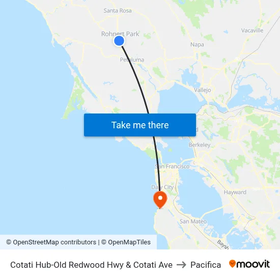 Cotati Hub-Old Redwood Hwy & Cotati Ave to Pacifica map