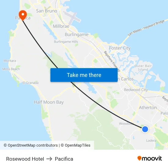 Rosewood Hotel to Pacifica map