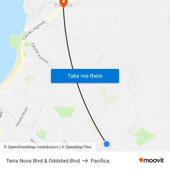 Terra Nova Blvd & Oddstad Blvd to Pacifica map